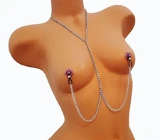 Silver Non Piercing Nipple Chain Necklace Fake Nipple Rings Nipple Noose Jewelry