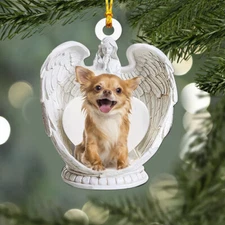 Chihuahua Dog Angel Wings Ornament, Chihuahua Dog Hanging Ornament, Chihuahua