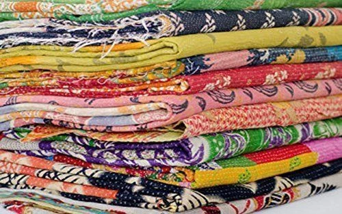 INDIAN WHOLESALE LOT KANTHA VINTAGE BLANKET THROW QUILT BOHEMIAN BEDSPREAD  - Image 2 of 4