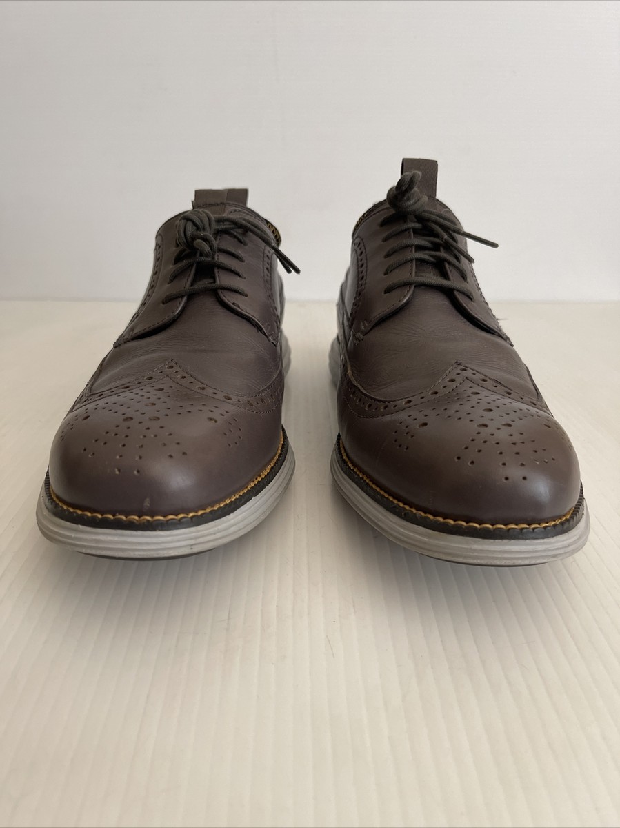 Cole Haan Mens 8M Grand Long Wingtip Novelty Oxford C24904 Grey Shoe NO LACES Cole Haan Mens Original Grand Long Wingtip Novelty Oxford  main image 4