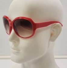 R Women Oversized Red Circle Plastic Sunglasses