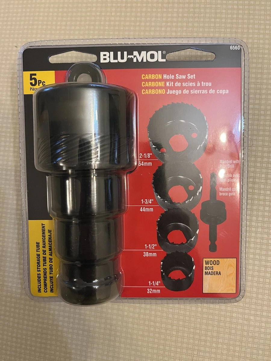 Disston Blu Mol 5 PC Carbon Steel Hole Saw Kit Model 6560. Free