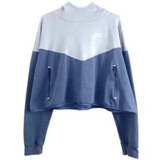 Nike Women Size S Sportswear Tech Fleece Color Block Pullover Hoodie Blue
