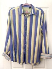 Robert Graham Mens XL Flip Cuff Button Up Long Sleeve Purple/Yellow Multi Stripe