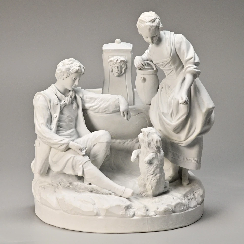 Estatuilla bisque de porcelana antigua original firmada SEVRES escultura grupo estatua Foto 2 de 4