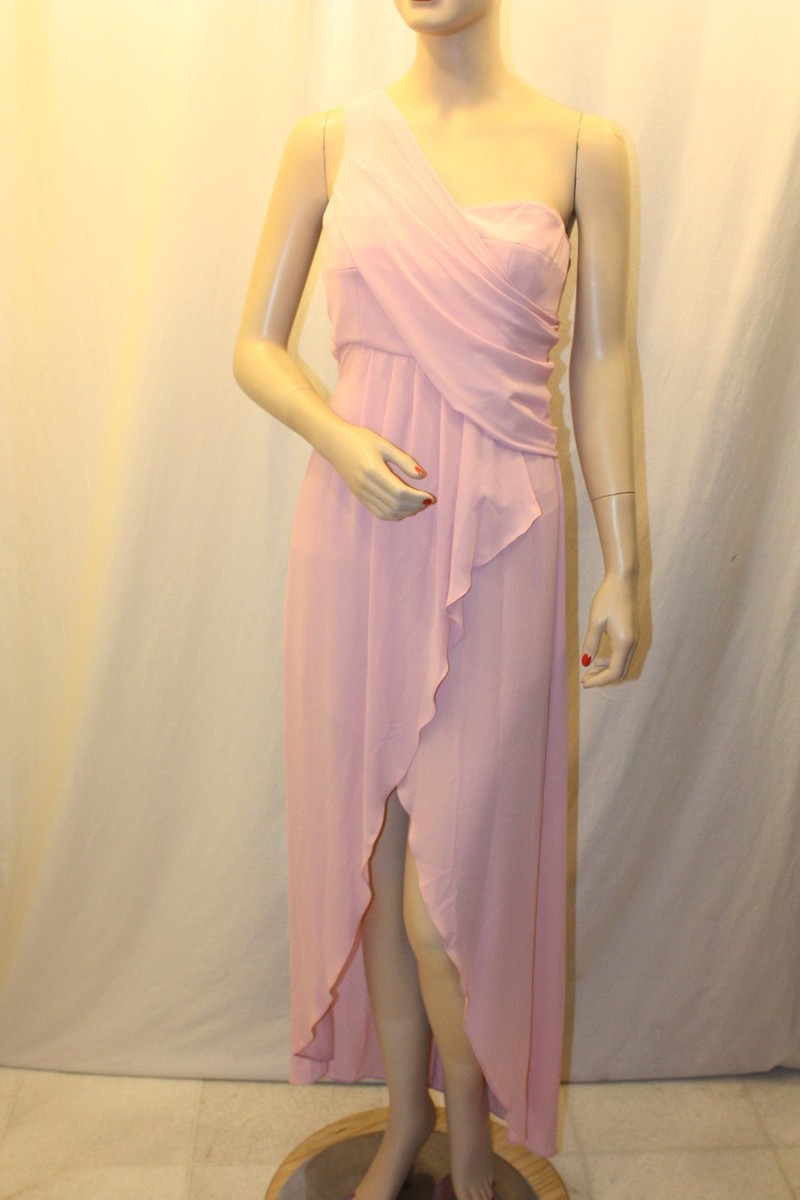 bcbg pink one shoulder dress BCBG Max Azria Kira One Shoulder Pleated Dress Coral Pink Size M