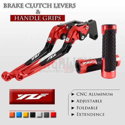 Motorcycle Handle Grips & Foldable Brake Clutch Lever for YAMAHA YZF R1 99-01 - Picture 2 of 11