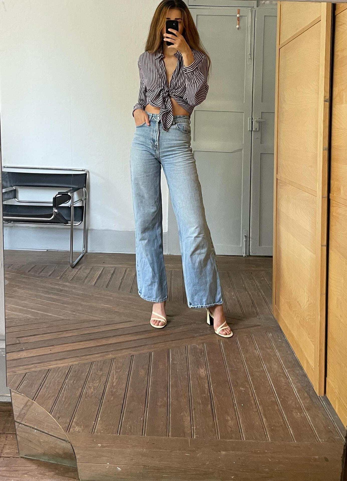 Vintage 100 % pure silk striped woman blouse, True treasure long sleeve feminine