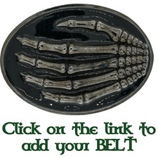 Skeleton Hand Belt Buckle Chrome Enamel Gothic Biker Bones Pagan