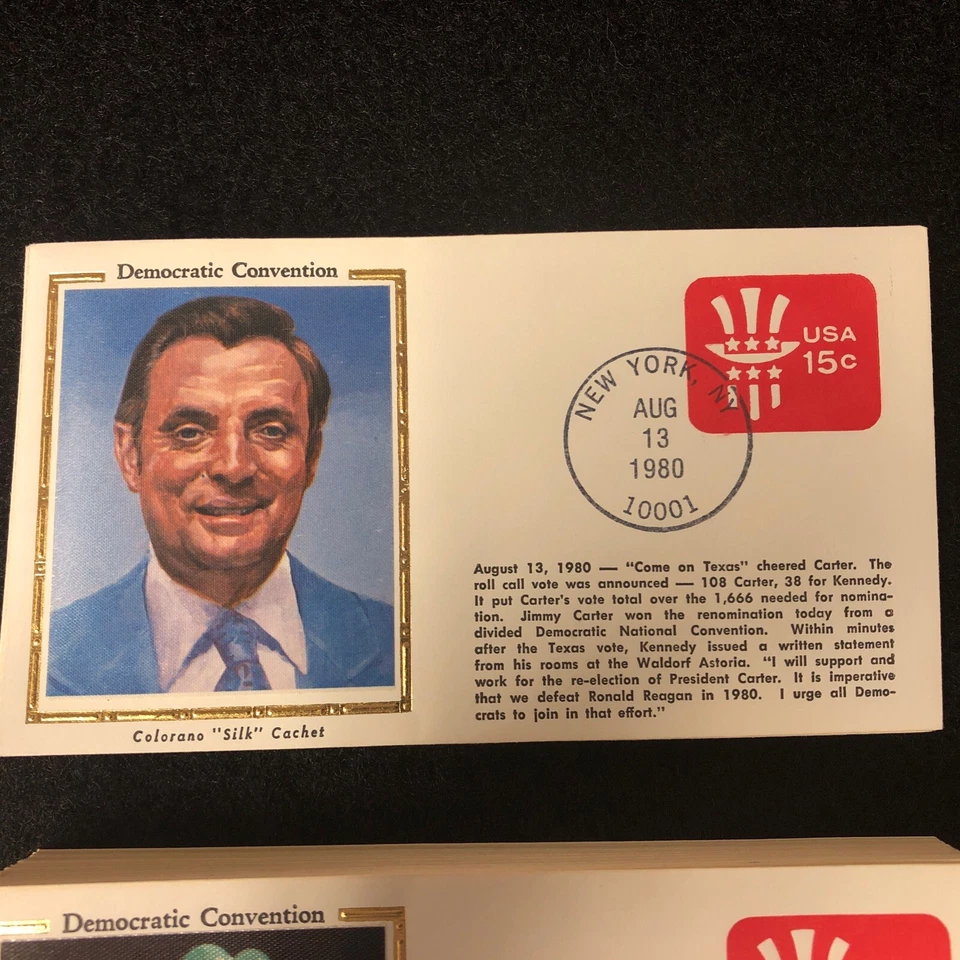 1980 Democratic Convention candidates Carter-Mondale COLORANO SILK Covers Lot - Image 3 of 4