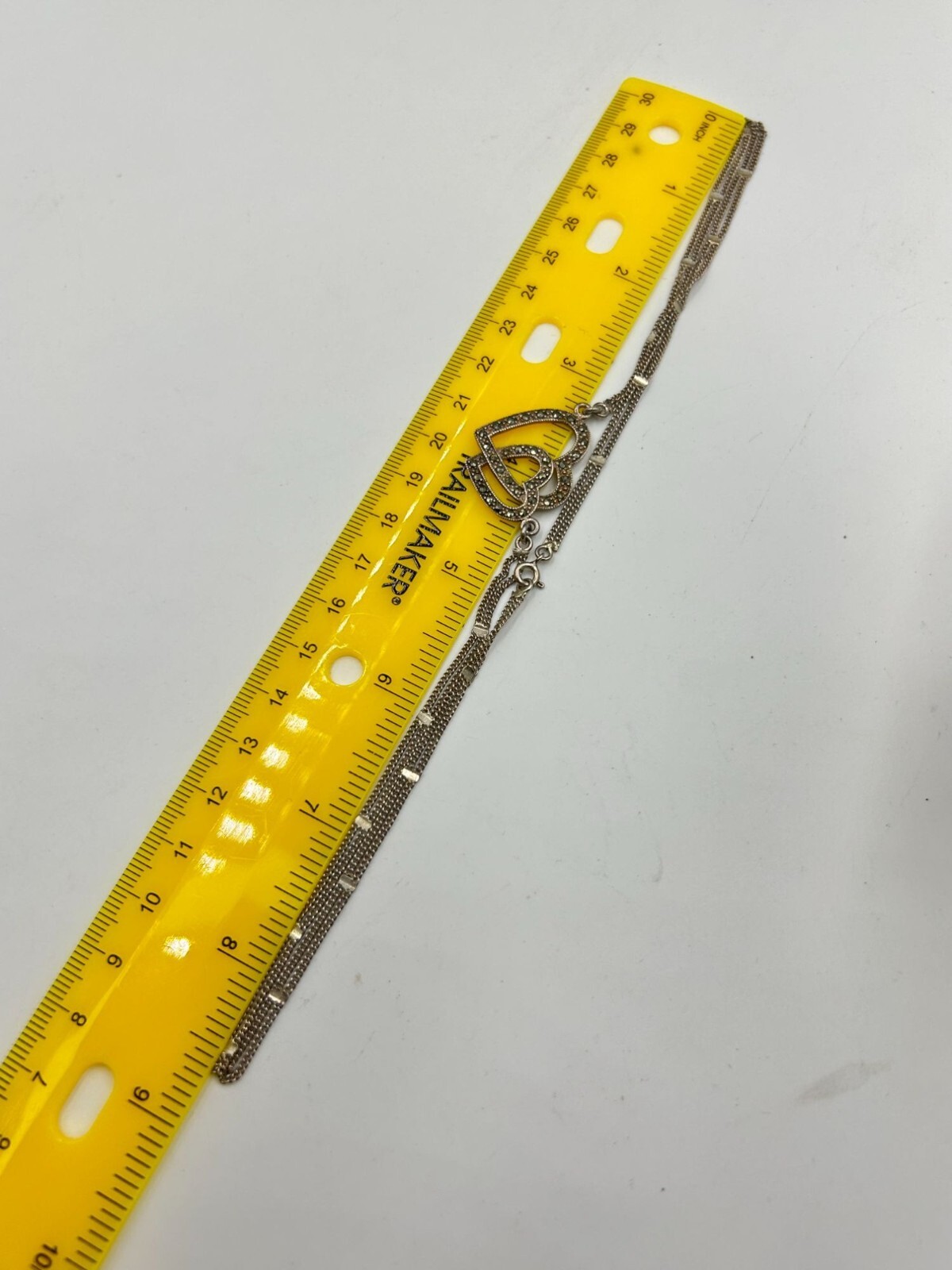 intersecting Double Hearts Necklace Sterling Silv… - image 9