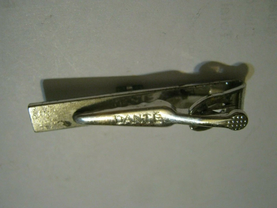 Clip de corbata Dante' años 60 tono plata 1 3/4" con cuadrado esmeralda Foto 4 de 4