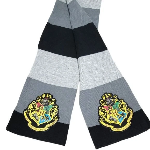 Harry Potter Hogwarts Cresta Tejida Slytherin Negro Gris Bufanda Talla Única Foto 4 de 4