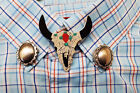 <!--F#f_0-->2 Sterling Silver and 1 Wooden Steer Southwestern Concho Button Covers<!--F/-->