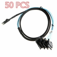 50PC Mini SAS 36P SFF-8087 to 4 SFF-8482 Connectors With SATA Power Cable 3FT 1M
