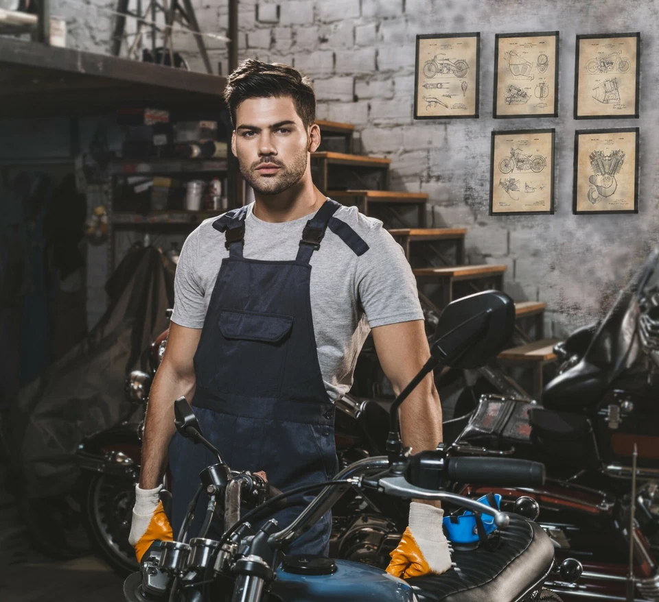 Motorcycle Bikers Lovers Patent Print Set 6 Vintage Art Prints Harley Davidson - Image 4 of 4