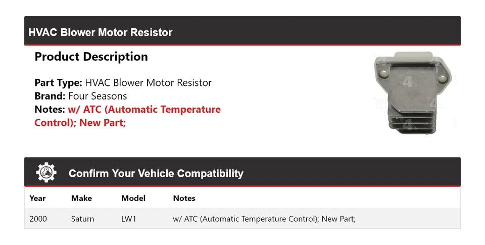 Resistencia de motor soplador de climatización Saturn LW1 2000 4 estaciones Foto 2 de 4