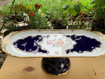 Vintage Reichenbach Echt Kobalt Cobalt Blue Pedestal Sandwich Tray