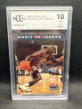 1992 SkyBox USA #105 Magic On Jordan BCCG 10 Michael Jordan Magic Johnson