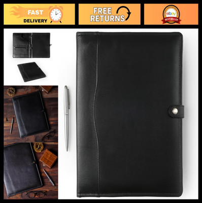 Professional Leather Portfolio Organizer - Resume Padfolio with Cardholder for M