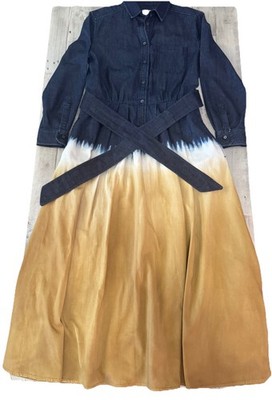 Weekend Max Mara Dorina Shirt Dress Denim Dip Dye Cotton Midi Sz 8 Western