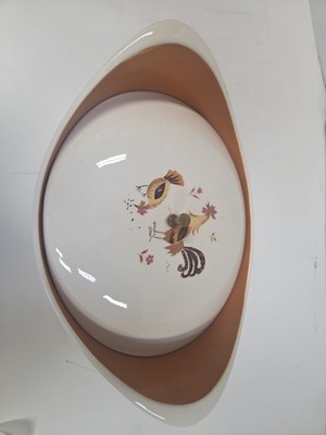 Mid Century Modern Dish with Lid Kitchen Decor Retro Rooster Hen Covered Dish