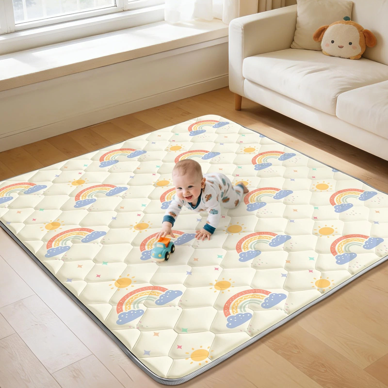 47"x47" Play Mat for Playpen - Thick Soft Foam Playmats for Babies and Toddle...