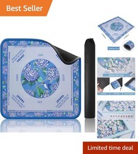 Anti-Slip 33" x 33" Mahjong Mat - Durable Blue Fabric with Carrying Bag