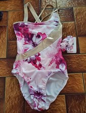 New Justice Girls Floral Dance and Gymnastics Leotard  Scrunchie XL 16-18 