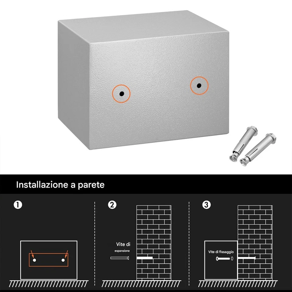Cassaforte a Muro Numerica Digitale Elettronica 23x17x17cm Sicurezza Casa Hotel - Immagine 3 di 4