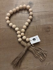 Natural Decorative Wooden Beaded Garland with Tassels