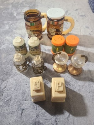 VTG Salt & Pepper Shaker Lot Of 6 ORD Ne Anchor Globes Worlds Of Fun
