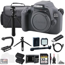 Canon EOS 4000D / T100 Digital Camera 32GB Ext Batt LED Light- ULTIMATE Kit