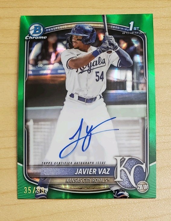 2025 Bowman Chrome Prospect Auto Javier Vaz CPA-JVA Green Refractor /99 (AU, RC)