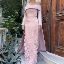 Mermaid Mother of The Bride Dresses Crystals Button Cloak Floral Appliques Robe