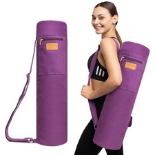 UDANA Yoga Mat Bag Canvas Carrier with 3 Pockets and Adjustable Shoulder Strap