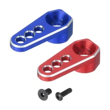 Aluminum Alloy 1/18 25T Steering Servo Arm Horn Red/Dark Blue for DIY, 2 Pcs
