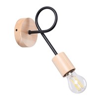 Wandleuchte Holz Schwarz E27 Wohnzimmer Schlafzimmer Flur H:24 Cm Wandlampe BüRo