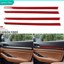 Cubierta de panel de puerta interior de fibra de carbono roja 4 piezas para Nissan Altima Teana 2019-25