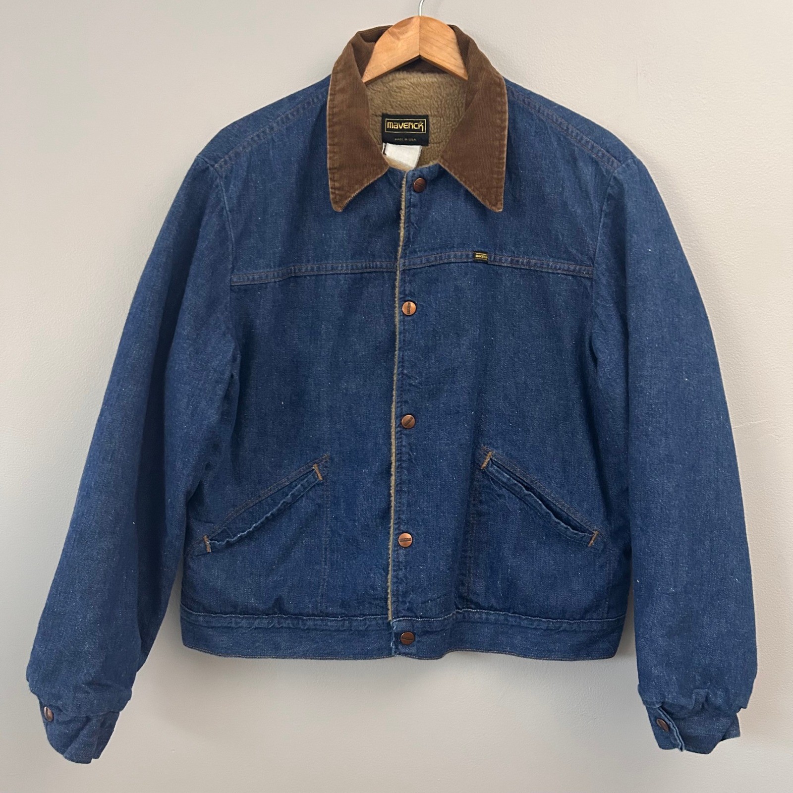 S Xl Blue 60's-70's Denim Trucker Sherpa Lined Vtg Usa Made