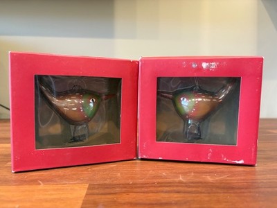 Nordstrom Whimsical Bird Figurine By Lisa Evans 5''x5'' Ornament IN BOX SET OF 2
