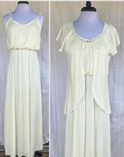 Vtg 1980’s Climax David Howard Ivory Grecian Disco Maxi Dress With Jacket M