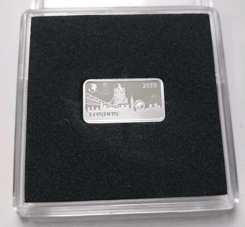 2019 Fine Silver Ingot Bar 2.5G .999 London Bridge Houses Parliament Half Dollar