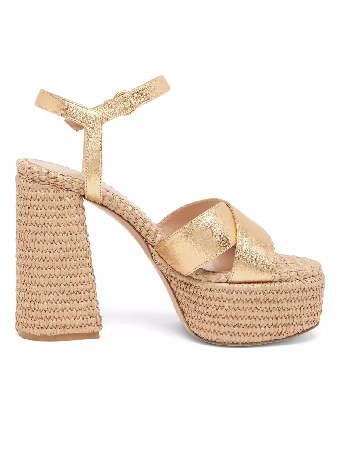 Gianvito Rossi Women's Bebe Leather Raffia Platform Sandals Size IT40