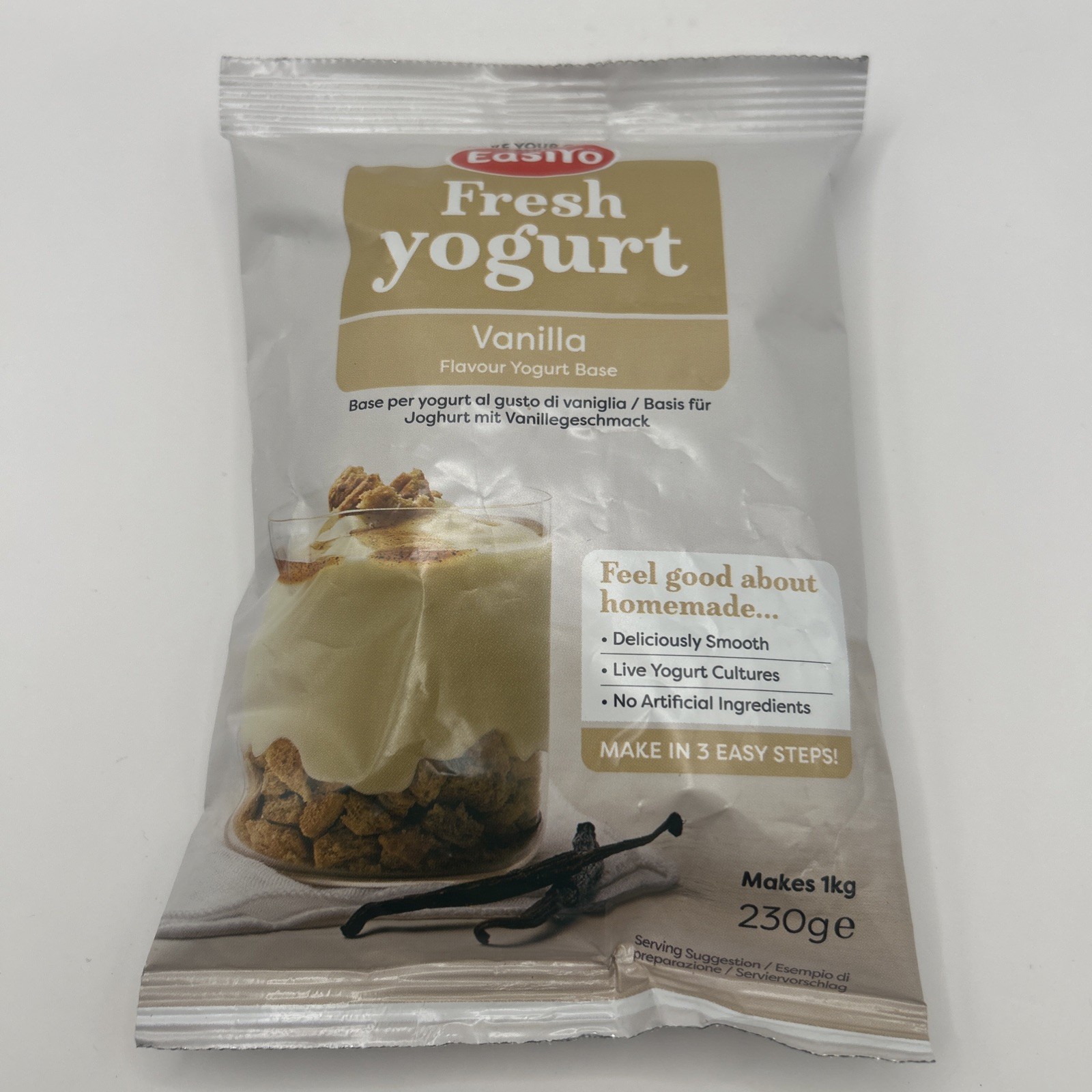 EasiYo Fresh Yogurt 8 Sachets Vanilla 230g Exp 01/27 Bundle Makes 1kg
