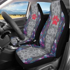 Red Paw Print Car Seat Covers Non-Slip Waterproof A-Red Paw Print Boho Flower