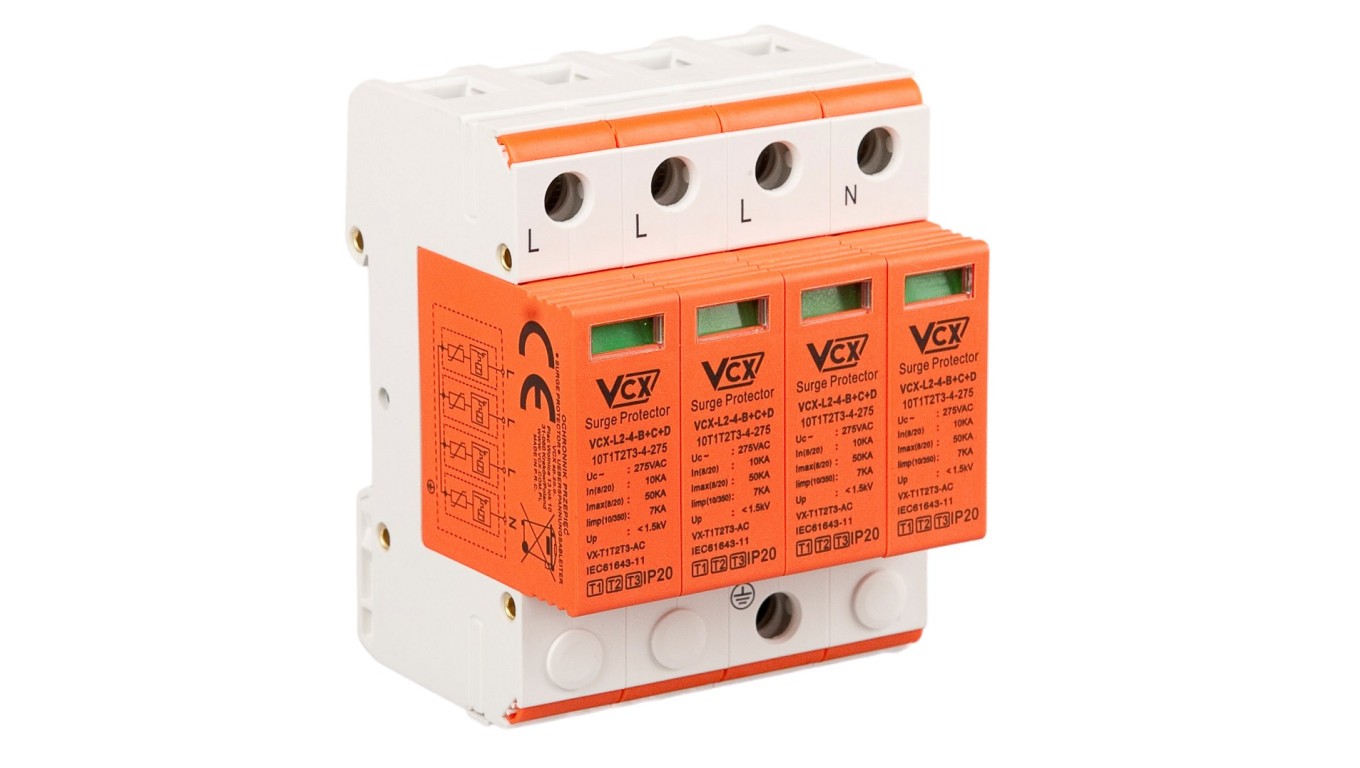Surge Limiter Type T1+T2+T3 4P 7kA Protection B+C+D 4P 7kA