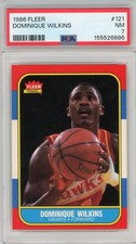 1986 FLEER #121 DOMINIQUE WILKINS RC HAWKS HOF PSA 7