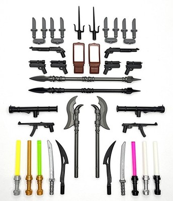 Weapons Accessories for Lego Minifigures Lot of 31 Custom Lightsaber Star Wars