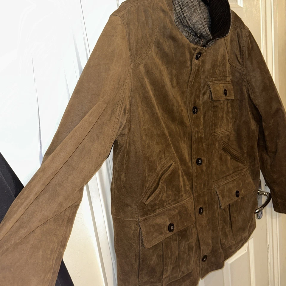 Men’s Suede Leather Blue Harbour Luxury M&S Jacket/Coat - XXL - Image 2 of 4